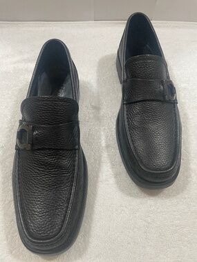 Ferragamo, Gancini Pebble, Nero Calf, Black, US 8 1/2.